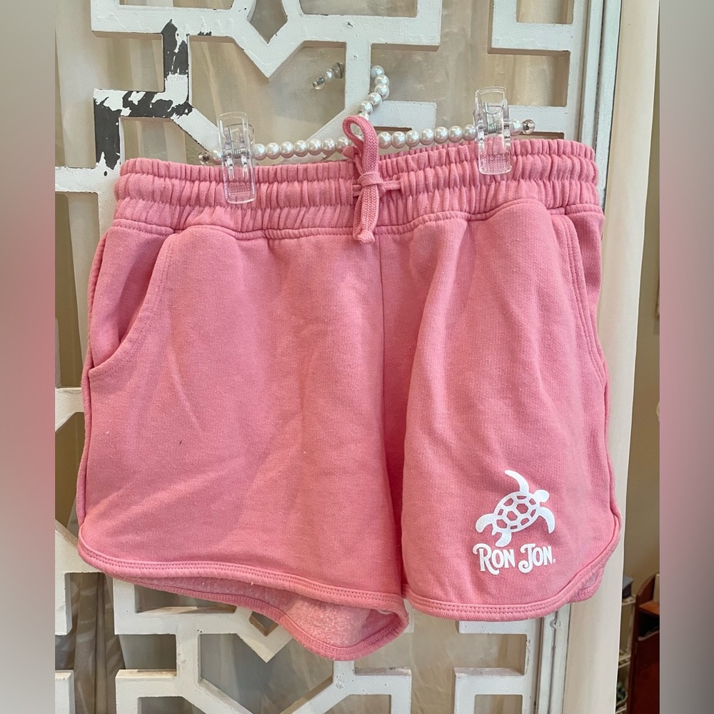 Ron Jon coral Terry Pull-On Athletic Shorts with Turtle Logo pockets